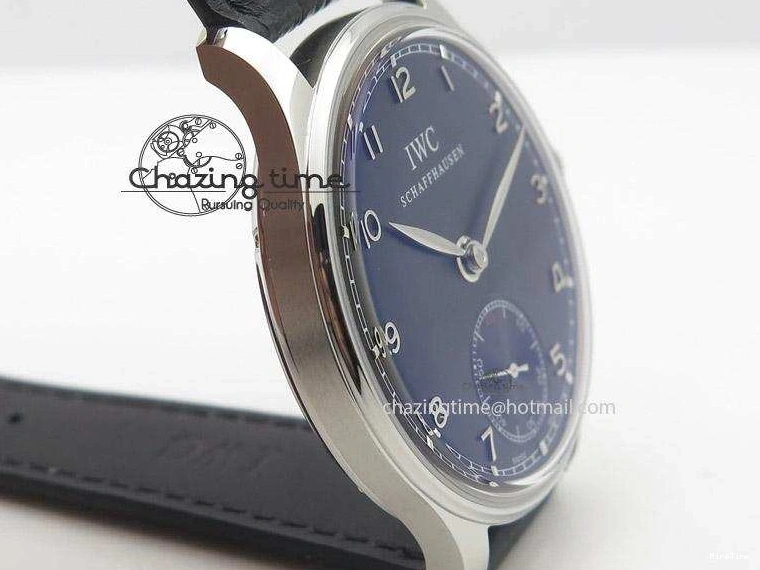 MIROTIME 0324 Portuguese IW545407 Black Dial ZF 1:1 Best Edition On Dark Blue Leather Strap DailyWear 7337